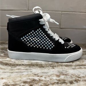 Gianni Bini Evie Rhinestone Ankle Sneakers Black Womens Size 6.5 NWT